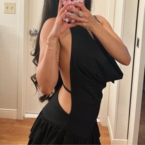 REVOLVE- Elegant Black Halter Mini Dress